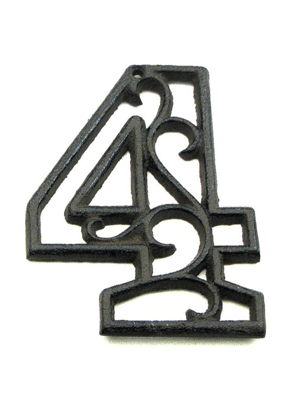 "4" (Four) House Address Number Ornate Cast Iron Filigree 4 5/8" tall 0558-4